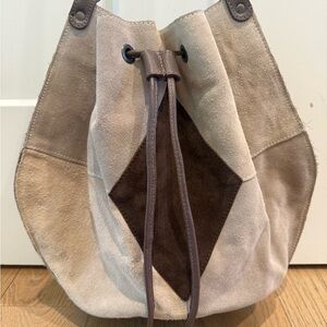 NWOT Free People suede crossbody drawstring bucket bag